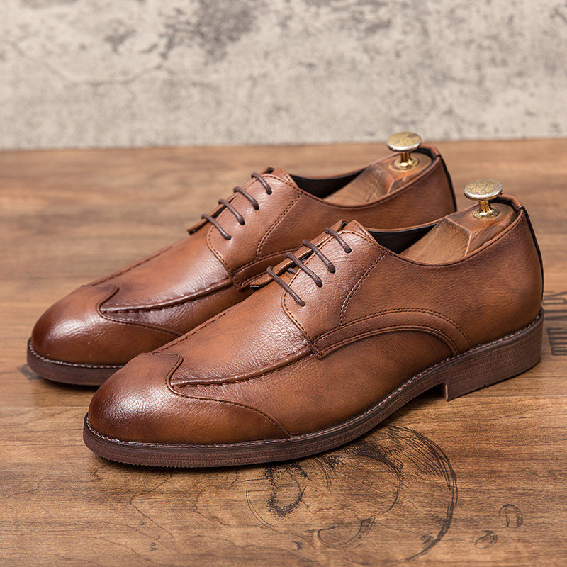 Men's Slip-On Business Casual Leather Shoes – Korean Style, Low Top, Sizes 38–47