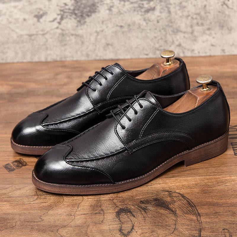 Men's Slip-On Business Casual Leather Shoes – Korean Style, Low Top, Sizes 38–47