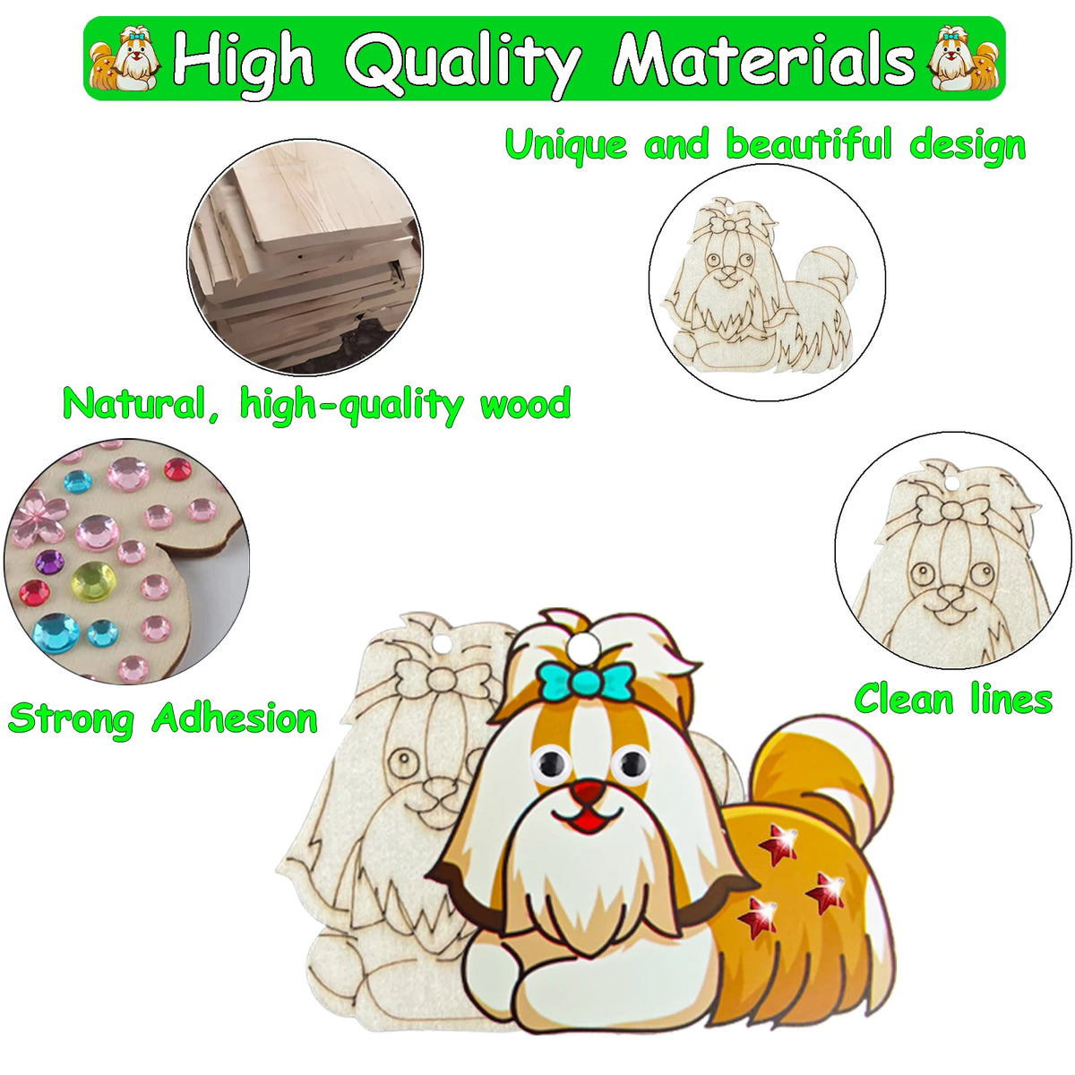 284 dog themed animal woodworking kits, 24 unpainted wooden dogs, wooden crafts, DIY crafts, and decorations for birthday partie
