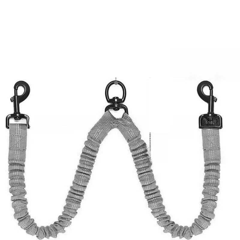 Double Dog Leash Coupler – Shock-Absorbing, Tangle-Free with Reflective Stitching for Two Dogs