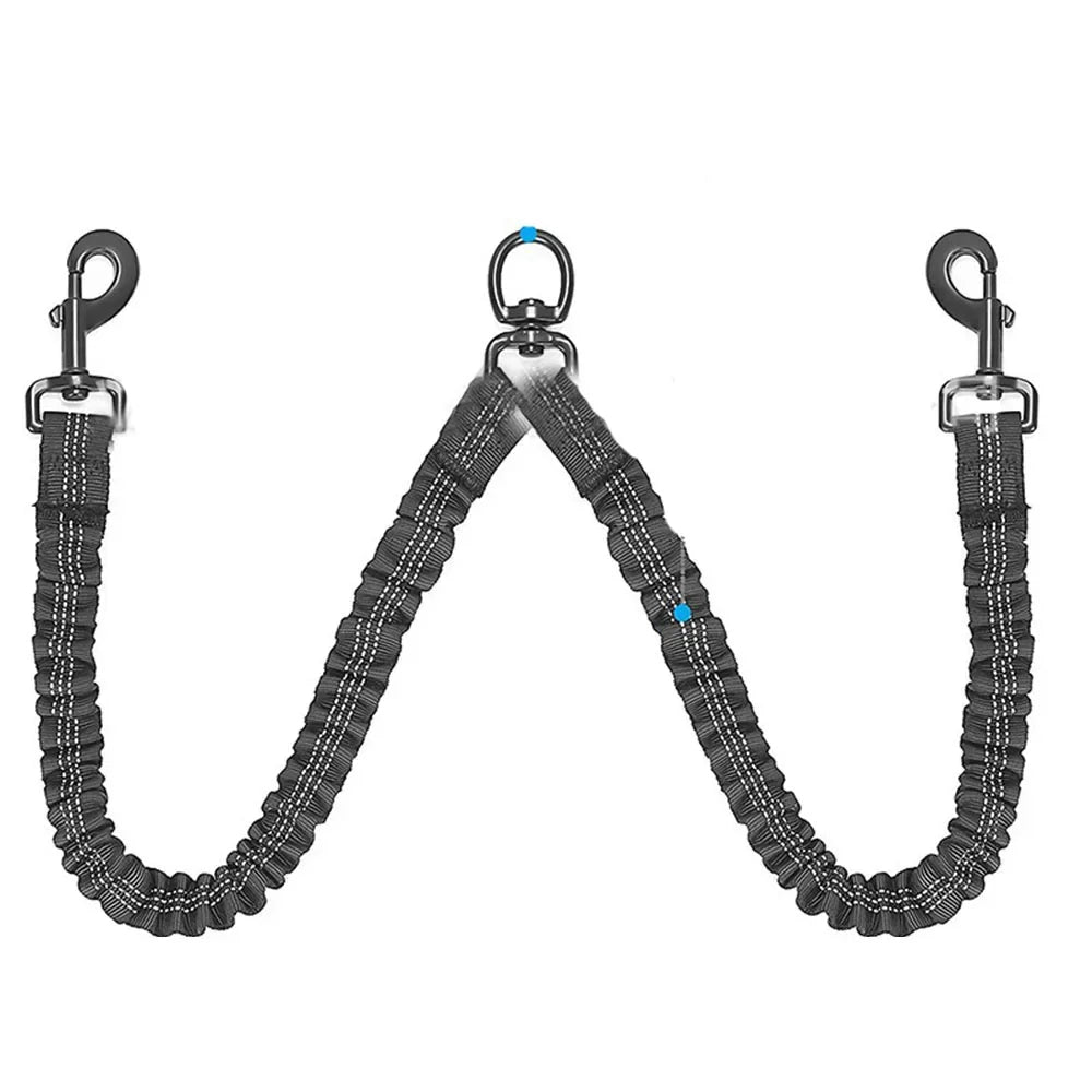 Double Dog Leash Coupler – Shock-Absorbing, Tangle-Free with Reflective Stitching for Two Dogs